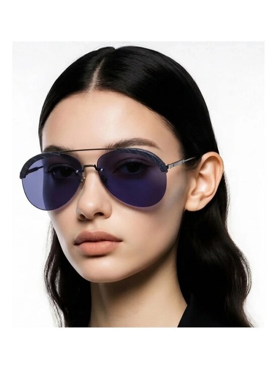 New Authentic Bottega Veneta BV0242S 003 Sunglasses – Blue Pilot Aviator main image 14